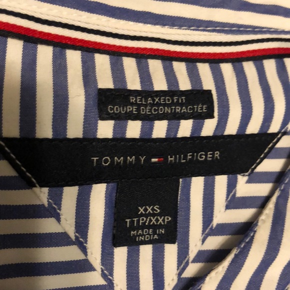 Tommy Hilfiger XXS sleeveless blue and white striped blouse - Picture 2 of 9